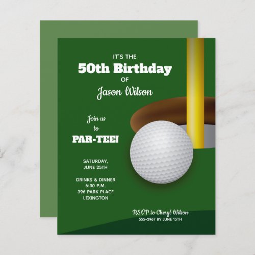 Budget Golf Adult Birthday Party Invitations