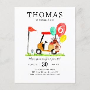 Budget Golf Cart Bag Balloon Kids Par-tee Birthday Flyer