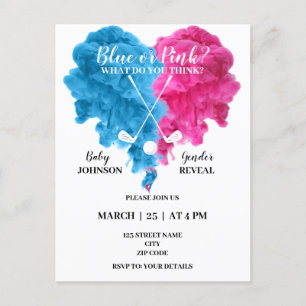 Budget golf gender reveal invitation postcard