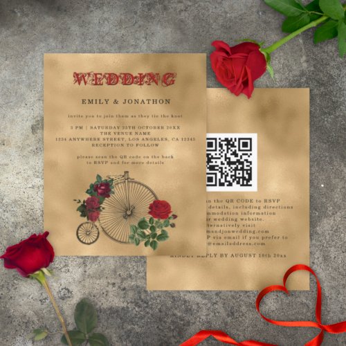 BUDGET Goth Steampunk Bicycle QR Wedding Invite