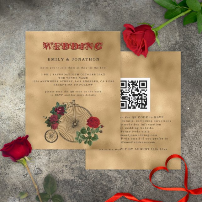 BUDGET Goth Steampunk Bicycle QR Wedding Invite (Creator Uploaded)