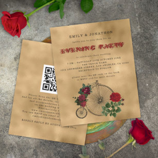 BUDGET Gothic Bicycle QR Wedding Evening Invite