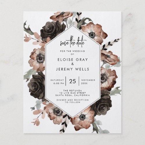 BUDGET Gothic Boho Save the Date Flyer