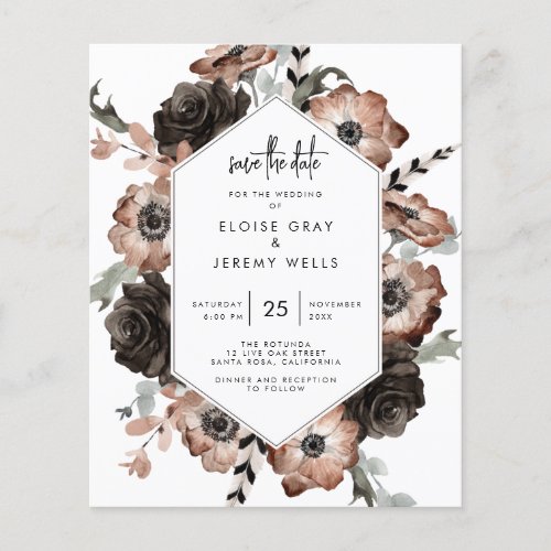 BUDGET Gothic Boho Save the Date Flyer