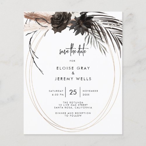 BUDGET Gothic Boho Save the Date Flyer