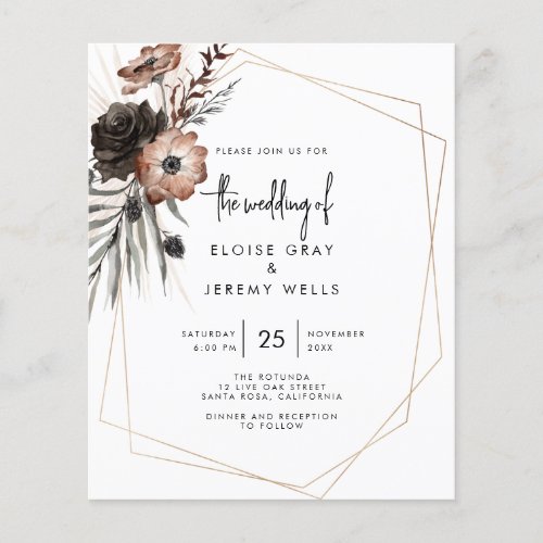 BUDGET Gothic Boho Wedding Invitation Flyer