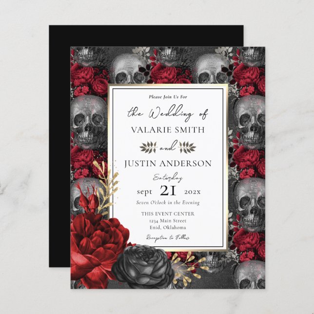 Budget Gothic Floral Skulls Wedding  (Front/Back)