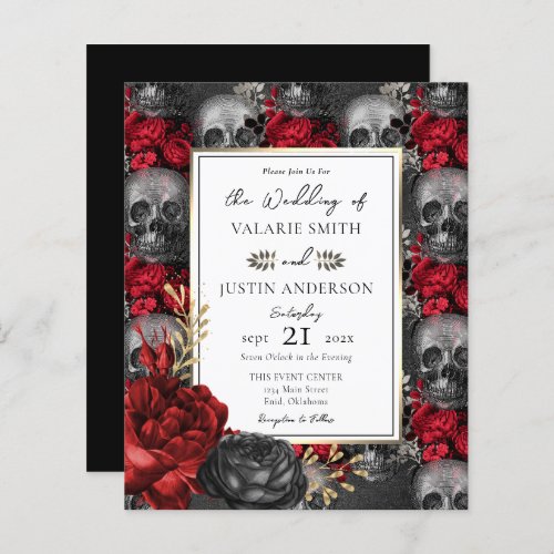 Budget Gothic Floral Skulls Wedding 