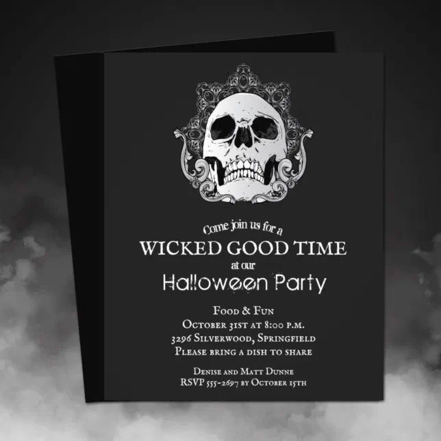 Budget Gothic Skull Halloween Invitation Flyer Zazzle