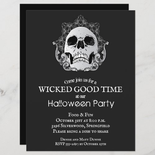 Budget Gothic Skull Halloween Invitations