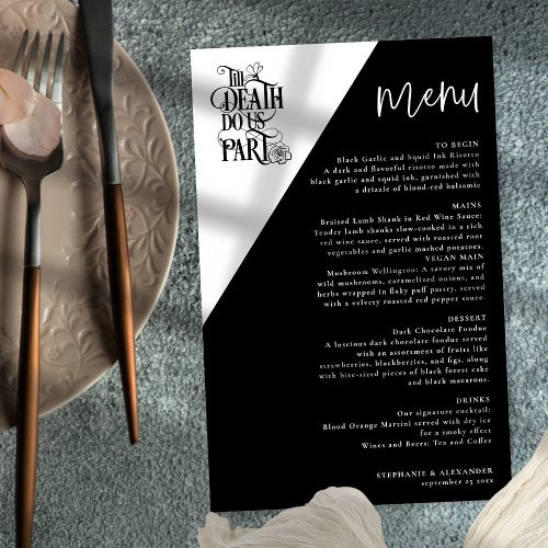 Budget Gothic Till Death Do Us Part Wedding Menu