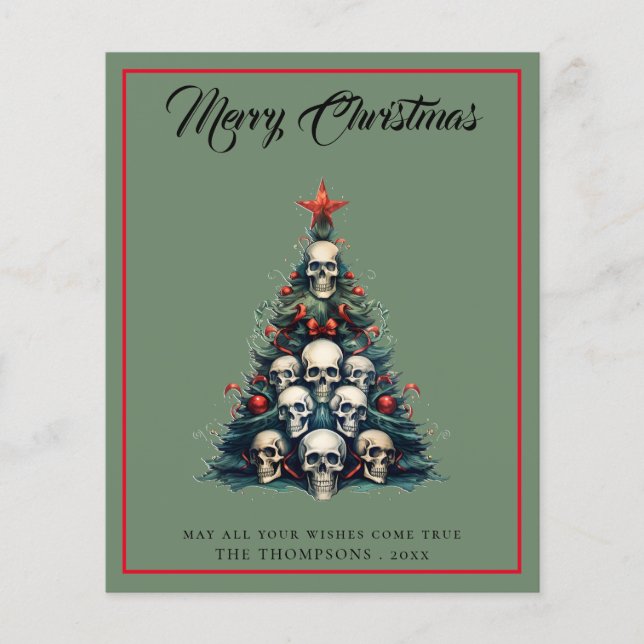 Budget Gothic Tree Merry Christmas Card (Front)