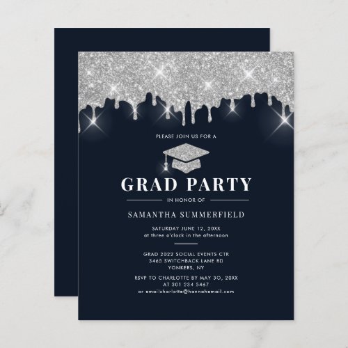 Budget Grad 2022 Glitter Navy Graduation Party