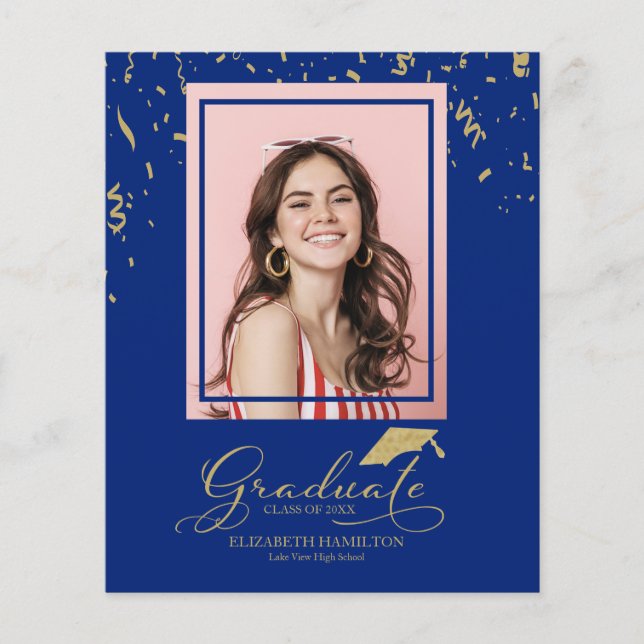 Budget Grad Announcement Photo Card Graduate (Front)