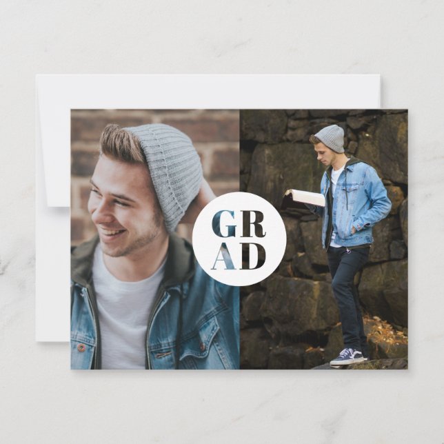 Budget GRAD Glitter Photo Graduation Announcement (Front)