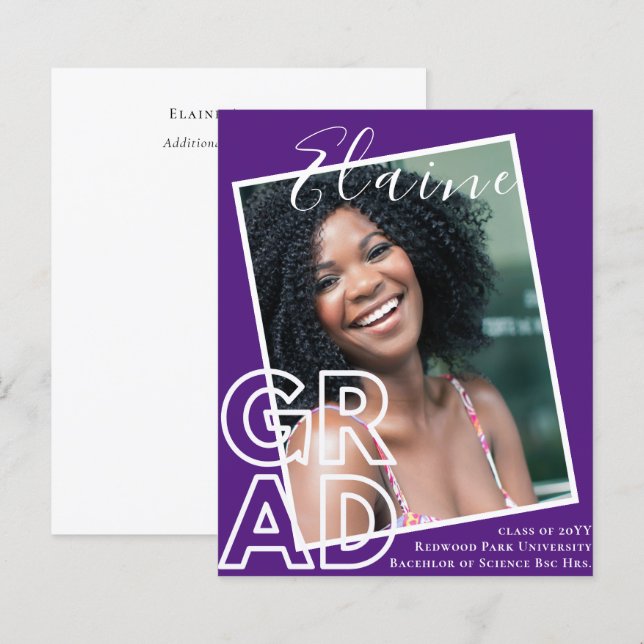 BUDGET GRAD Overlay PHOTO Graduation Announcement (Front/Back)