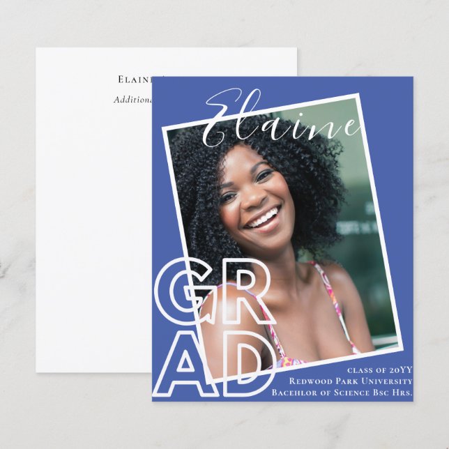 BUDGET GRAD Overlay PHOTO Graduation Announcement (Front/Back)