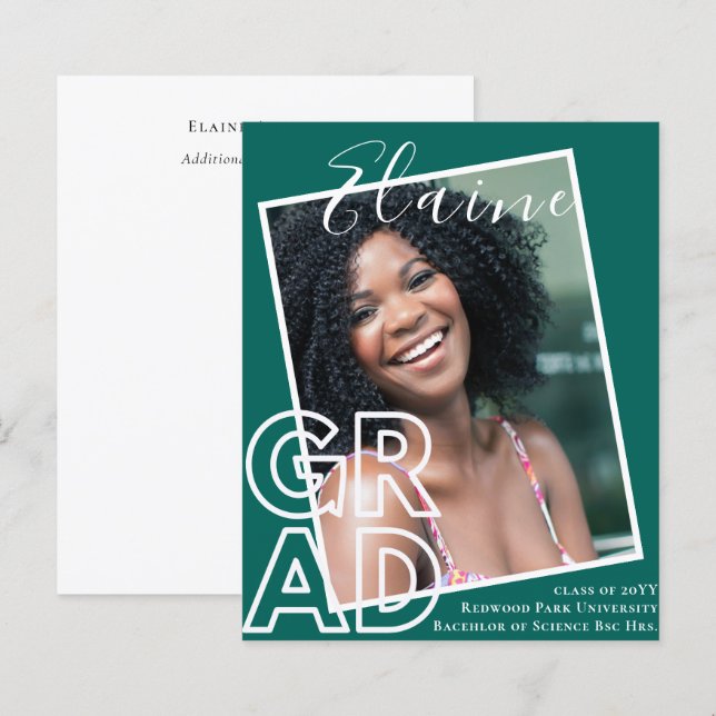 BUDGET GRAD Overlay PHOTO Graduation Announcement (Front/Back)