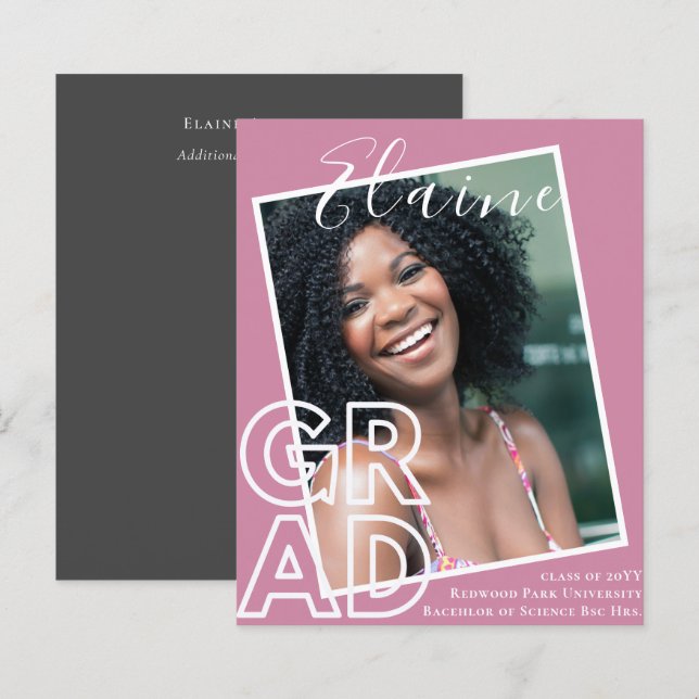 BUDGET Grad PHOTO Announcement Thank You Invite (Front/Back)