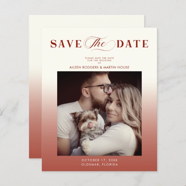 Budget Gradient Wedding Photo Whimsical Script (Front/Back)