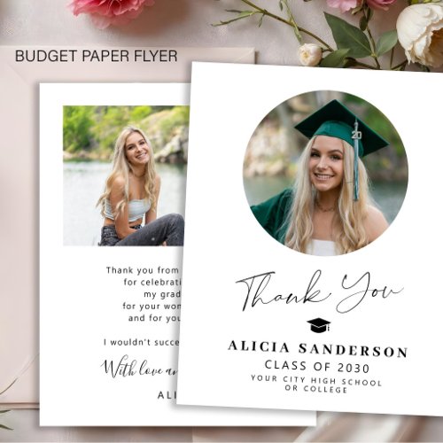 Budget graduate 2 photo graduation thank you card flyer
