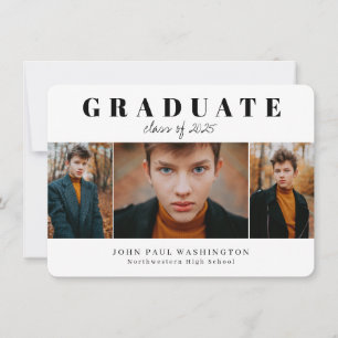 Budget Graduate 3 Photo Graduation Announcement