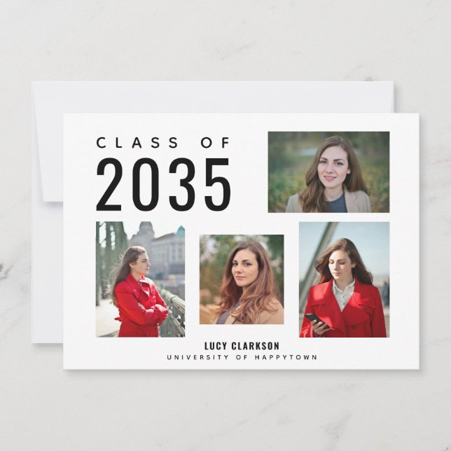 Budget Graduate 4 Photo Styled Collage Graduation  Note Card (Front)