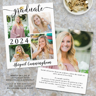 Budget Graduate Announcement Black White Script