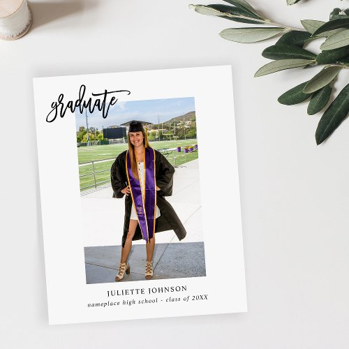 Budget Graduate Calligraphy 2V Photo Announcement Flyer