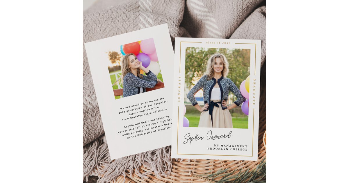 Budget Graduate Gold Frame Photo Graduation Card | Zazzle