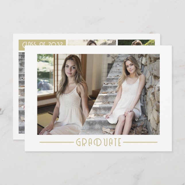 Budget Graduate Grad 6 Photo Collage Graduation Note Card (Front/Back)