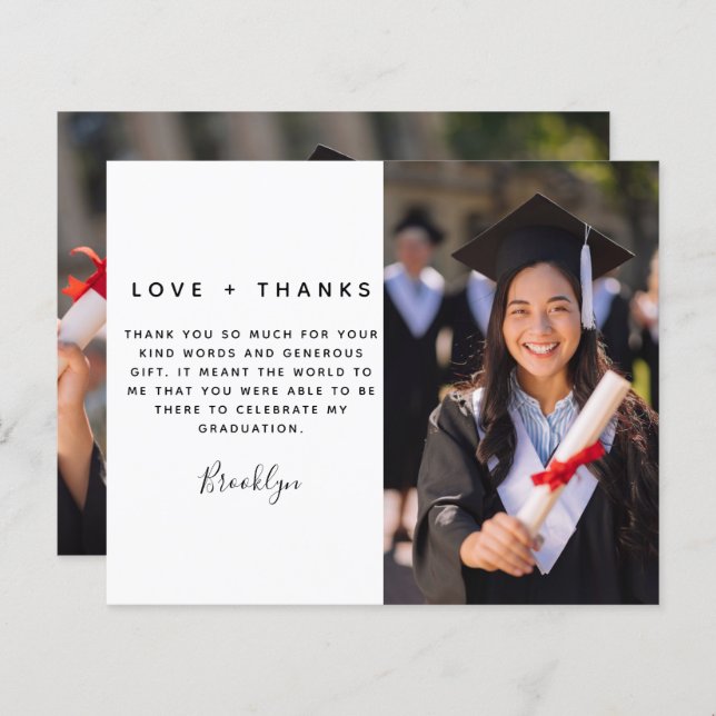BUDGET Graduate Graduation Photo Thank You Card (Front/Back)