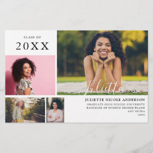 Budget Graduate Modern Stylish 4 Photo Announ MED Flyer