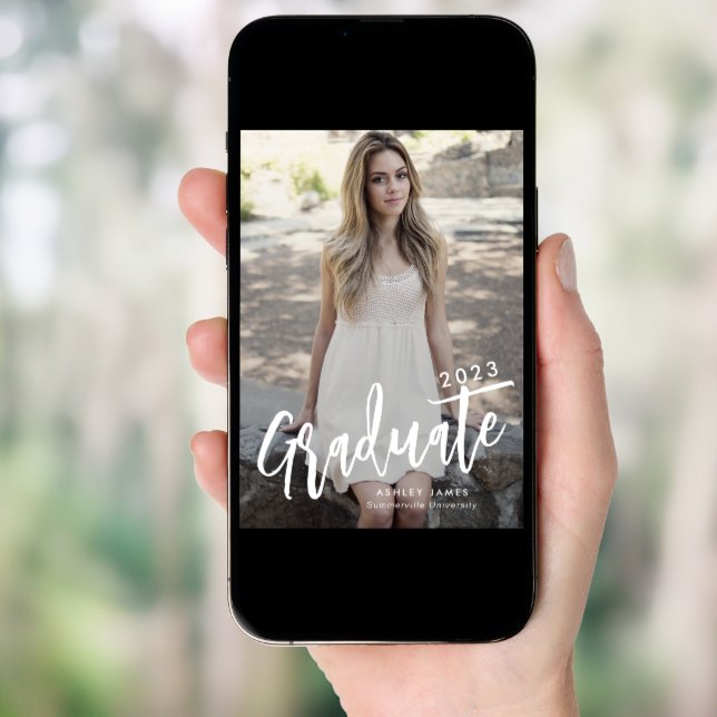 Budget Graduate Script 2 Photo Graduation Card  (Front Digital)