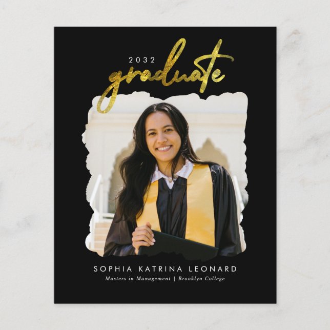 Budget Graduate Script Gold Photo Graduation (Front)