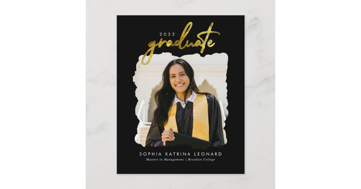 Budget Graduate Script Gold Photo Graduation | Zazzle