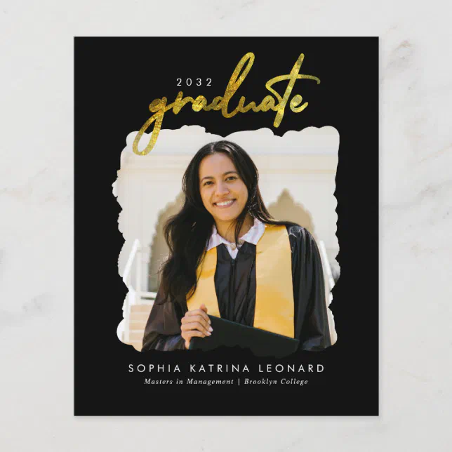 Budget Graduate Script Gold Photo Graduation | Zazzle