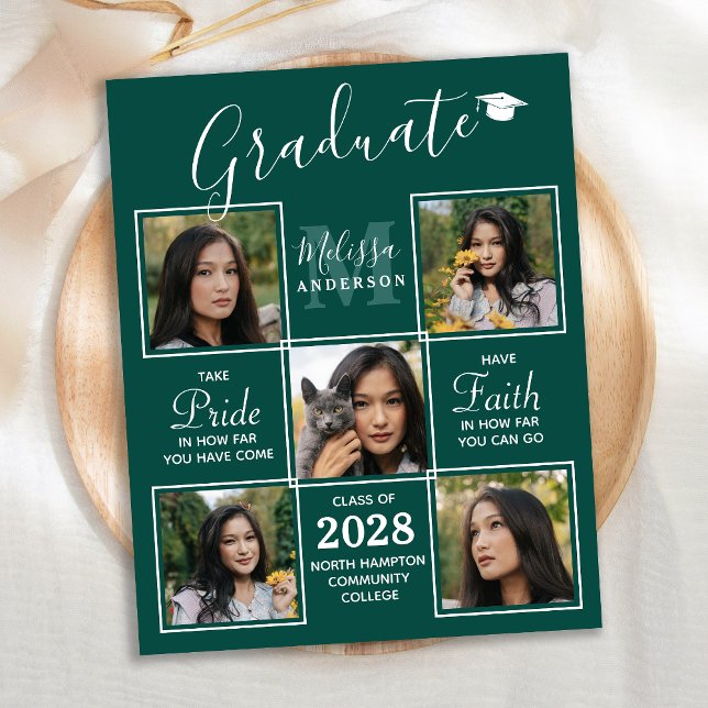 Budget Graduation 5 Picture Graduate Invitation (Creator Uploaded)