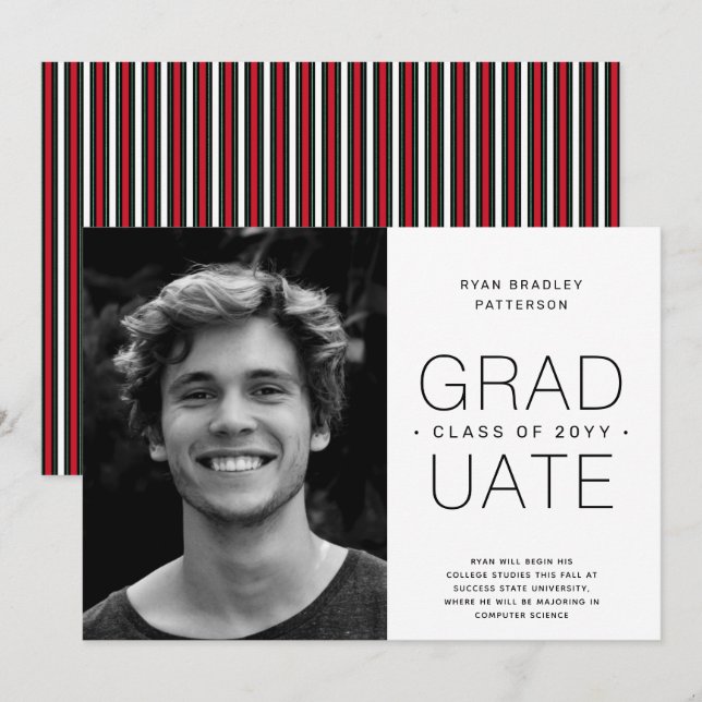 Budget Graduation Announcement Photo Minimalist (Front/Back)