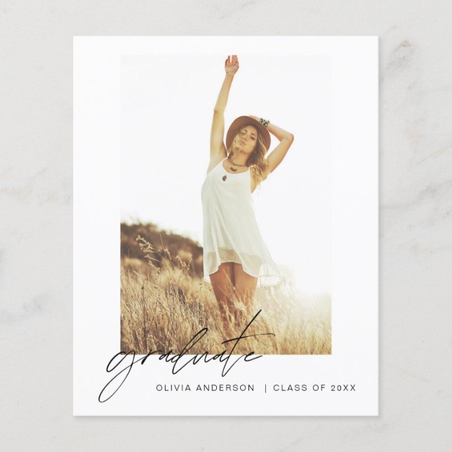 Budget Graduation Announcement Photo Minimalist (Front)