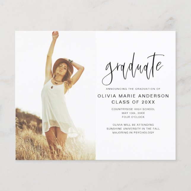 Budget Graduation Announcement Photo Minimalist Fl Flyer (Front)