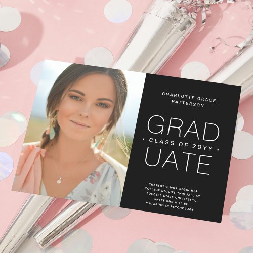 Budget Graduation Announcement Photo Minimalist Fl Flyer