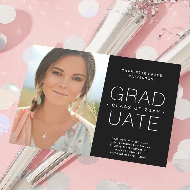 Budget Graduation Announcement Photo Minimalist Fl Flyer (Creator Uploaded)