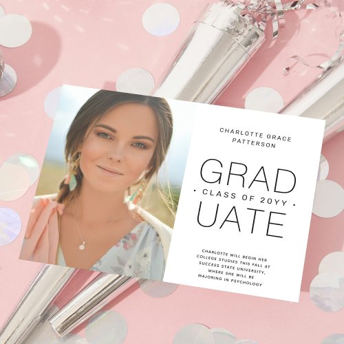 Budget Graduation Announcement Photo Minimalist  Flyer