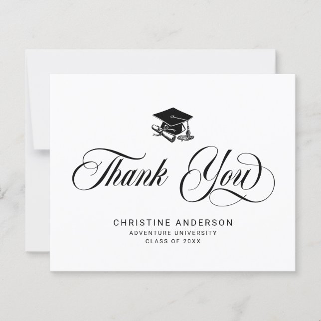 Budget Graduation Black Grad Cap Thank You (Front)