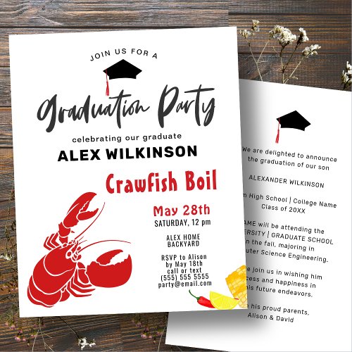 BUDGET Graduation Crawfish Boil Party Invitation