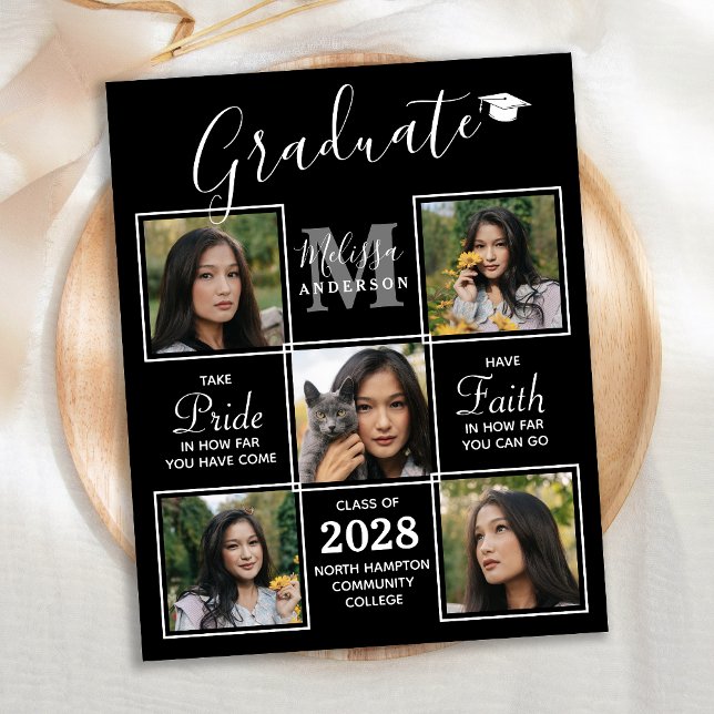 Budget Graduation Elegant 5 Photo Collage Invite (Creator Uploaded)