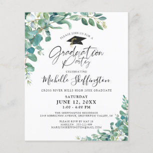 Budget Graduation Eucalyptus Script Invitation