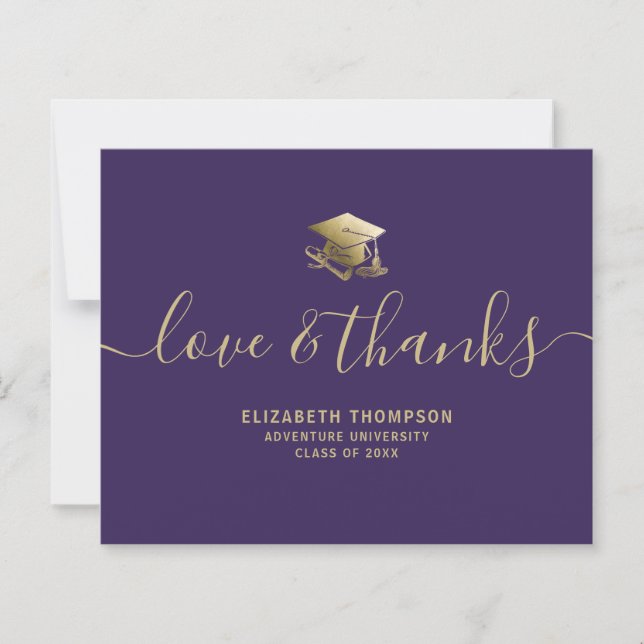 Budget Graduation Gold Love Thank Purple Thank You (Front)