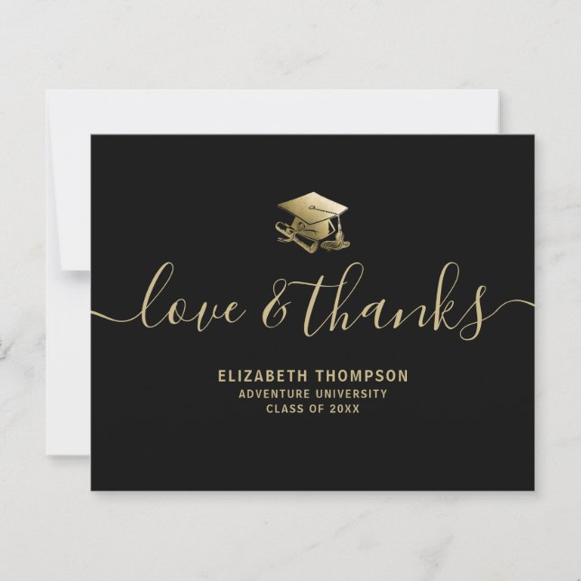 Budget Graduation Gold Love Thanks Black Thank You (Front)